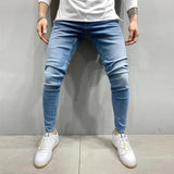 Wiaofellas  -  Men's Sweatpants Sexy Hole Jeans Pants Casual Summer Autumn Male Ripped Skinny Trousers Slim Biker Outwears Pants