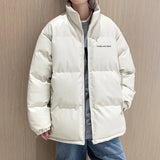 Wiaofellas  -  Thicken Solid Color Mens Parkas Oversized Warm Winter Leather Coats Harajuku Fashion Women Loose Cotton Padded Jackets