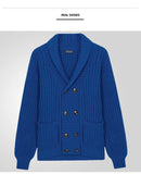 WIAOFELLAS  -  Vintage Coarse Wool Knit Jacket Winter Thicken Double-breasted Long Sleeve Cardigan Tops High Quality Loose Luxury sweater Coat