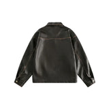 WIAOFELLAS  -  Spring Autumn Cool Handsome Oversized Distressed Patchwork Pu Leather Jacket Men Zipper Luxury Designer Clothes