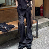WIAOFELLAS  -  Mens Trousers With Straps Drapes Casual Pants Streetwear Fashion Dark Personality Versatile Straight Pants Men'S Clothing 2025