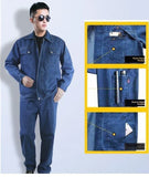 Wiaofellas  -  Thickened Denim Workwear for Men Spring Autumn  Welding Labor Protection Suit Resistant to Heat And Wear in Factory
