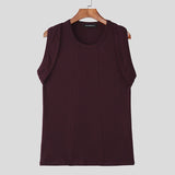 WIAOFELLAS  -  Men Tank Tops Solid Color O-neck Sleeveless Casual Male Vests Streetwear Summer Knitted Fashion Men Clothing S-5XL