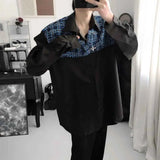 WIAOFELLAS  -  Winter New Men's Patchwork Long-Sleeve Shirt American Retro Fashion Trendy High Street Casual Loose Niche Men's Tops