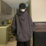 WIAOFELLAS  -  Harajuku High Collar Loose Hoodie Spring Hip Hop Sweatshirt Hooded Baggy Fashion Streetwear Black/Gray Long Sleeve Men Hoodies