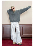 Wiaofellas  -  Men's Casual White Wide Leg Pants Street Style Versatile Design Large Straight Cut Long Trousers