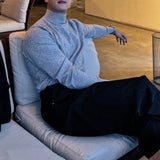 Wiaofellas  -  Korean Fashion Turtleneck Slim Sweaters Mens Casual Solid Color Bottoming Knit Tops Men Spring Fall Stylish Long Sleeve Sweater