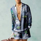 Wiaofellas  -  Set of Shirts Botanical Pattern 3D Print Fashion Shirts Casual Men Beach Shorts Summer Streetwear Hawaiian Clothes Clothing