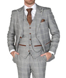 Wiaofellas  -  New Men's Suit 3 Pieces Blazer Pants Buckle Work Wool Wear Checkered Wedding Prom Costume Size Color Custom Made