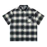 WIAOFELLAS  -  Vintage Letter Embroidery Short Sleeve Plaid Shirts for Men Lapel Patchwork Loose Casual Hawaiian Checkered Shirt Oversized Tees