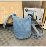 WIAOFELLAS  -  Denim messenger bag men's shoulder bag women's new design niche design fashion brand student mobile phone bag