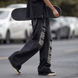 Wiaofellas American style torn jeans, men's summer washed and worn-out, loose fitting wide leg straight tube mop, trendy high street pants