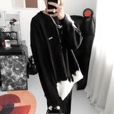 WIAOFELLAS  -  Korean Design Sense Irregular Sweater Men's American Retro Tassel Lazy Style Loose and Cool Men's Knitted Sweater Trend