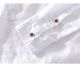 WIAOFELLAS  -  Cotton and linen top men's casual shirt Korean version slim fit solid color stand up collar pullover cotton and linen shirt men
