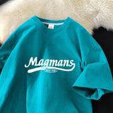 WIAOFELLAS  -  New Summer Cotton Short-sleeved Shirt Men Women Loose Versatile Fashion English Printing Trend Round Neck Half-sleeved Aesthetic