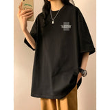 WIAOFELLAS  -  Loose-Fit Casual Versatile Half Sleeve T-Shirt Men Women's Summer Polyester Crew Neck Short Sleeve Simple Letter Printed Top