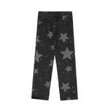 Wiaofellas  -  Long Men's Pants High Street Trousers Hip Hop Star Print Loose Casual Jeans New Spring Trend Denim Daddy Pants 2A0820