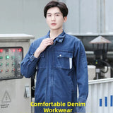 Wiaofellas  -  Thickened Denim Workwear for Men Spring Autumn  Welding Labor Protection Suit Resistant to Heat And Wear in Factory