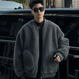 WIAOFELLAS  -  A large-sized men's jacket with a high-end American style in winter, featuring thickened lambskin and granular fleece