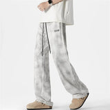 WIAOFELLAS  -  Spring Men's Peated Design Gradient Print Pantalones Hip Hop Fashion Straight Trousers Y2K Vintage Streetwear Gym Sweatpants