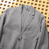 Wiaofellas  -  Japanese Sle Linen Bubble irt Men's Summer Lightweight Casual Suit Jaet Breathable Comfortable Spring Faion Trend
