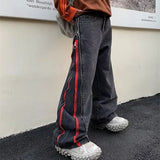 Wiaofellas  -  Cool Design Side Zipper Oversize Hip Hop Men Wide Jeans Pants Y2K Clothes Straight Loose Punk Denim Trousers Pantalon Homme