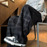 Wiaofellas  -  Spring Plaid Distressed Baggy Pants For Men Casual Sports Loose Straight-Leg Sweatpants High Street Fashion Y2K Trousers