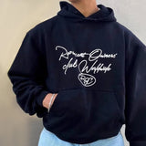 WIAOFELLAS  -  Men's Casual Hoodie Fashionable Trendy Letter Print American Style Street Youthful Hooded Sweatshirt Spring And Autumn