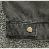 WIAOFELLAS  -  Vertical collar button-down tooling biker jacket men's texture granular bead canvas woven vintage casual Detroit jacket
