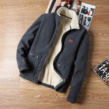 WIAOFELLAS  -  Men's Plus Velvet Sweatshirts Zip Up Hoodies Autumn Winter Stand Collar Polar Fleece Sweatshirt Coat Men Zipper Pockets Cardigan