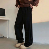 WIAOFELLAS  -  Korean Style Men's Casual Pants Drawstring Solid Color Pocket Three-dimensional Line Elastic Waist Male Trousers
