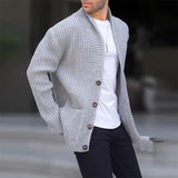 Wiaofellas  -  Fashion Sweater Jacket Coat Men Autumn Long Sleeve Buttoned V Neck Casual Sweatercoat Leisure Solid Color Knitted Cardigan Coats