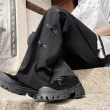 WIAOFELLAS  -  National Tide Casual Summer High-end Thin Ice Silk Wide-leg Straight Leg Trendy Knot Pants
