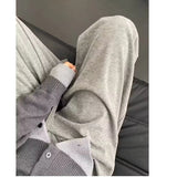 WIAOFELLAS  -  Deep ey Heavyweight Knitted Casual Straight Leg Trousers for Men And Women Loose Fit Comfortable Autumn Winter Pants