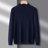 WIAOFELLAS  -  Half High Collar Sweater Men Autumn Winter Thicker Warm Casual Minimalist Ulzzang Basic Clothing Pullovers All-match Tender Chic