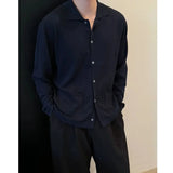 WIAOFELLAS  -  Fashionable spring and summer thin cool breathable long-sleeved lapel knitted cardigan versatile retro top