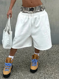 WIAOFELLAS  -  Gangster Hip Hop Baggy Shorts Mens Stylish Patchwork Double-waisted Shorts For Men Spring Summer Casual Drawstring Loose Shorts