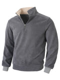 WIAOFELLAS  -  Personalized Autumn and Winter Casual Stand Collar Zipper Pullover Men's Long-sleeved Solid Color Zipper Splicing Pullover