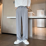 WIAOFELLAS  -  Black White Suit Pants Men Slim Social Mens Dress Pants Korean Casual Straight Pants Mens Office Formal Trousers Plus Size 5XL