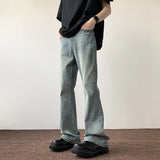 WIAOFELLAS  -  Blue Waed Summer Thin American High Street Straight Leg Jeans Cleanfit Haome Flared Pants for Men Long Youth Trendy Fit