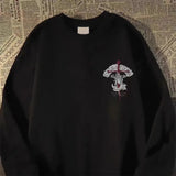 WIAOFELLAS  -  Sweatshirts Men Graphic Dark Cross Rose Print Cotton Sweatshirt Retro American Trendy Street Hip Hop Autumn Tops Men'S Clothing