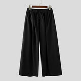 WIAOFELLAS  -  Men Wide Leg Pants Solid Color Joggers Loose Elastic Waist Trousers Men Streetwear Fashion Casual Long Pants S-5XL