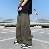 WIAOFELLAS  -  Japanese Cityboy Pants High Street Ins Drape Khaki Work Pants Men's Loose Straight Floor Skateboard Pants
