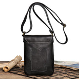WIAOFELLAS  -  Retro Flip Black Small Shoulder Bag for Men Genuine Leather Sling Crossbody Bags Minority Design Man Simple Mobile Phone Bag