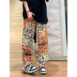 WIAOFELLAS  -  Leopard Printed Baggy Jeans For Men Straight Mens Pants New Male Jeans Pants Work Wear Autumn New Arrival