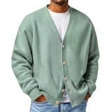 WIAOFELLAS  -  New Men's Casual Long Sleeve Sweater Cardigan V-neck Loose Top Autumn Winter Fashion Versatile Jacket For Male Knitted Coats