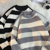 Wiaofellas  -  Men's Winter Sweater Harajuku Fashion Striped Sweter Oversize Pullover Warm Knitted Sweater Men's Clothing