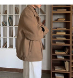 WIAOFELLAS  -  Korean Short Woolen Coat Men's Spring and Autumn Elegant Jacket 2025 New Solid Color Trendy Cool Button Lapel Coat