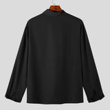 WIAOFELLAS  -  Spring Autumn New Men's Shirt Design Irregular Turn-down Collar Tops French Fashion Show Unique Buckle Men Long Sleeve Shirt