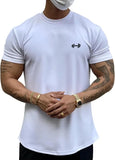 Wiaofellas  -  Men's Short Sleeve Sport T-Shirt Summer Solid Color Roung Neck Gym Slim Tees Youth Casual Breathe Running Top
